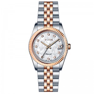 Bonia Diamond  BNB10081-1657 Silver Rosegold Man